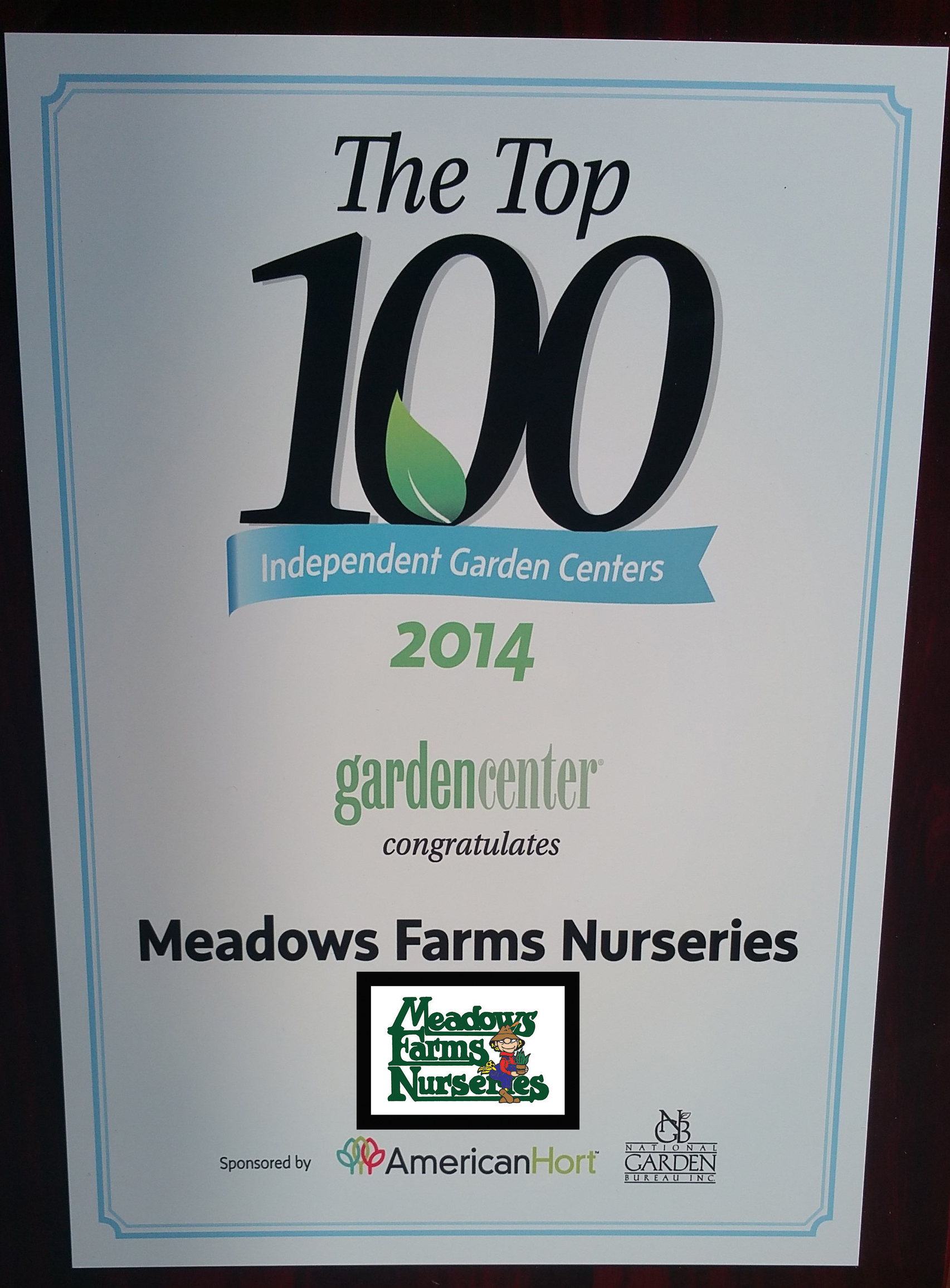 Meadows Farms Nurseries Listed in Top 3 Independent Garden Centers for 2014